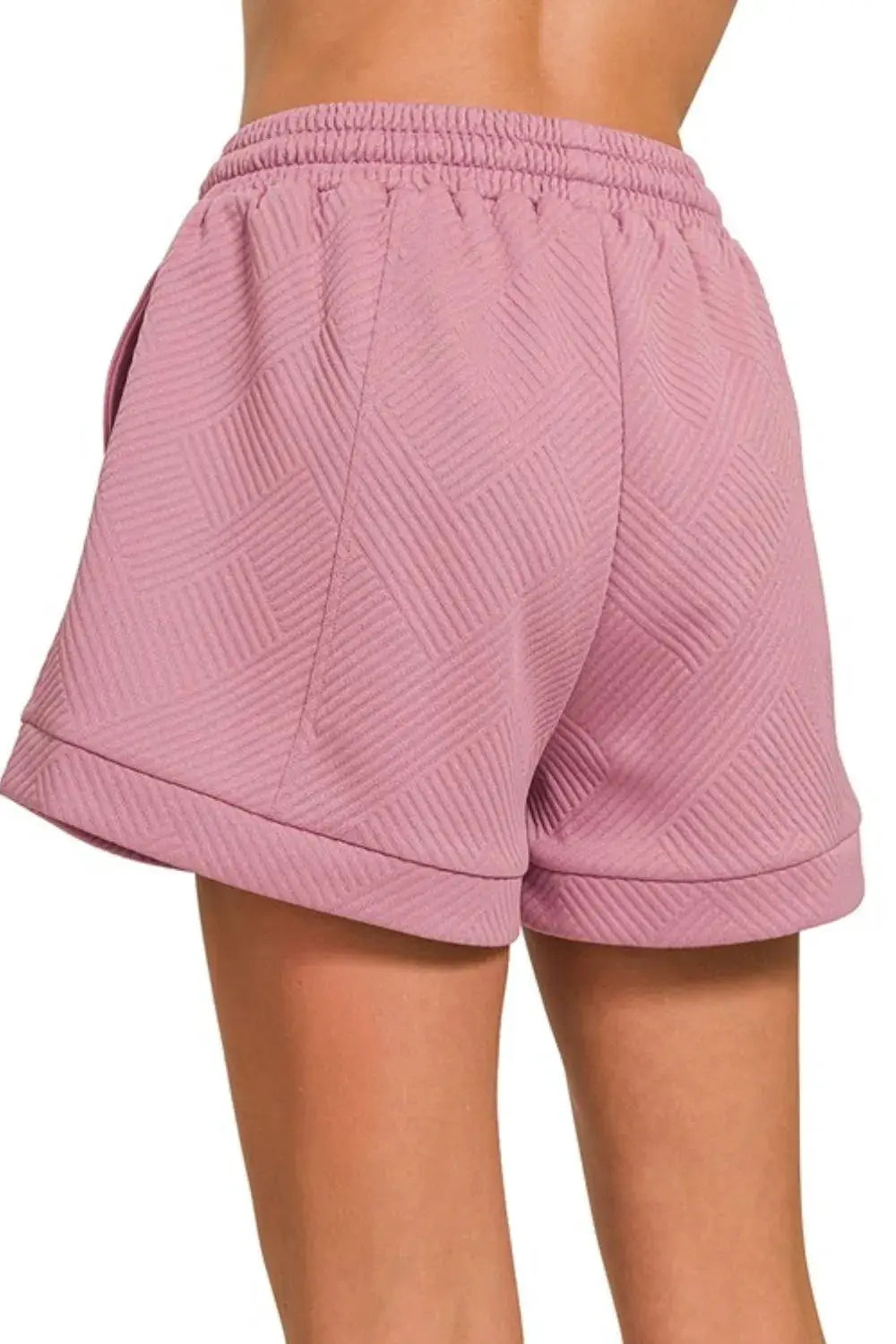 Zenana Textured Knit Jacquard Drawstring Shorts For Women — Parfymia