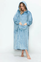 Women's Hooded Midi Lounge Dress with Pockets