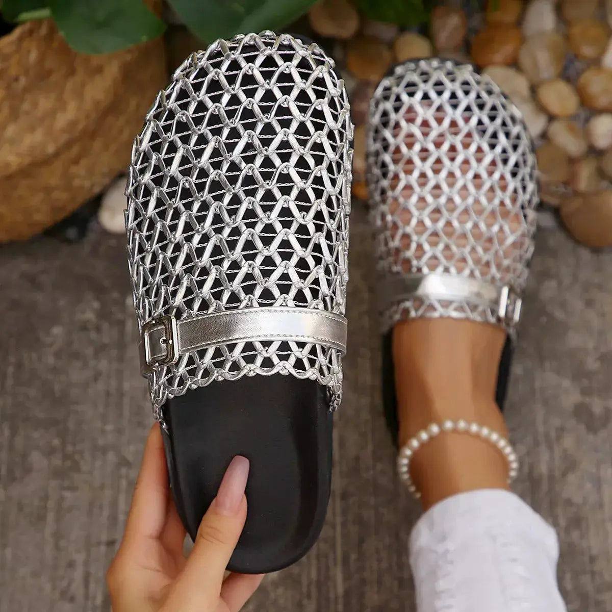 Breathable Mesh Buckle Decor Sandals For Women Stylish Everyday Comfort — Parfymia