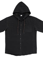 Men's Full Size Casual Hooded Short-Sleeve Shirt Plus Size