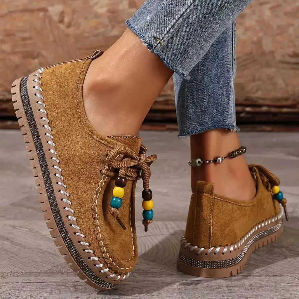 Stylish Suede Round Toe Platform Loafers by Parfymia