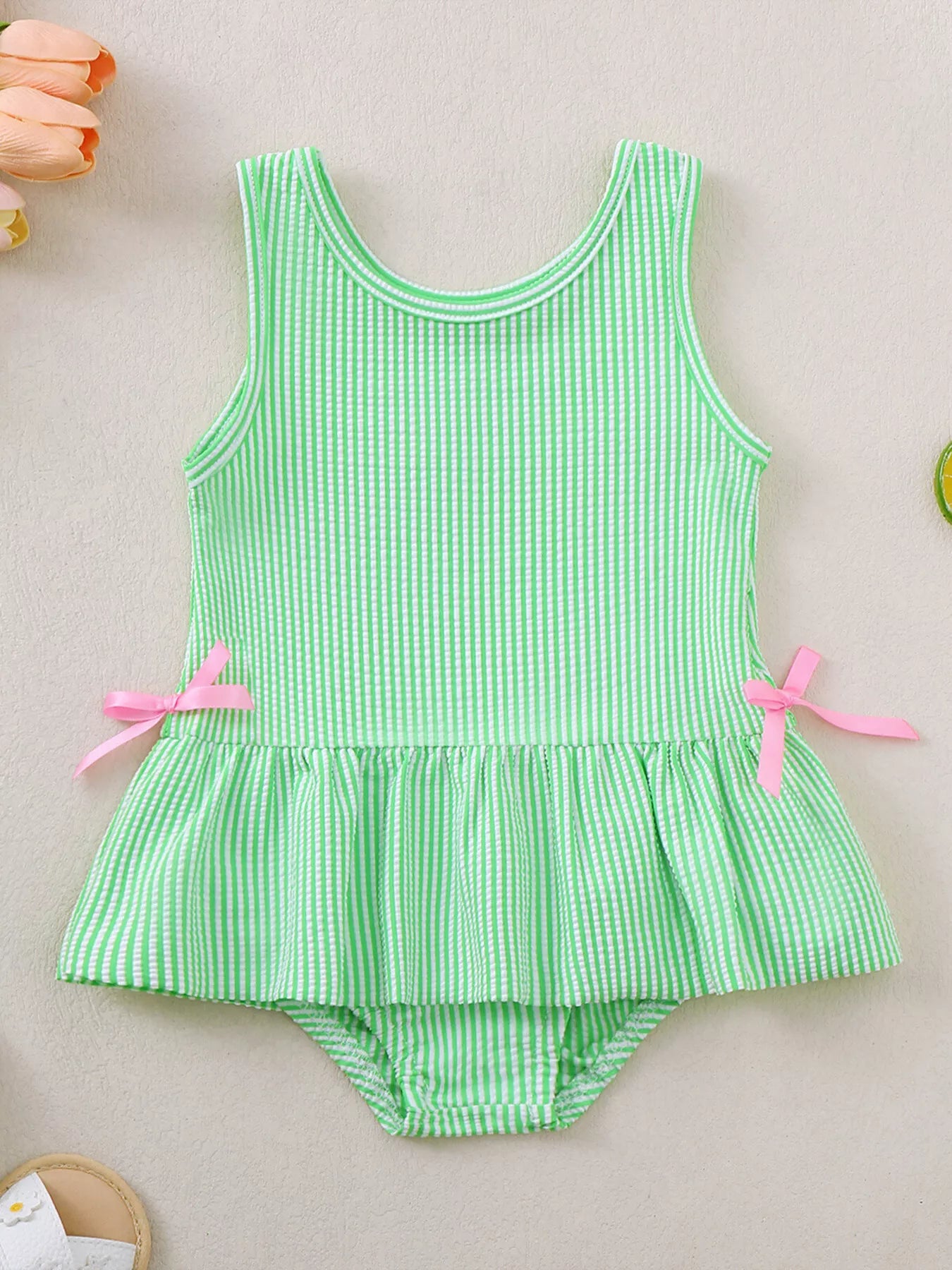 Children's Striped Sleeveless One-Piece Swimsuit