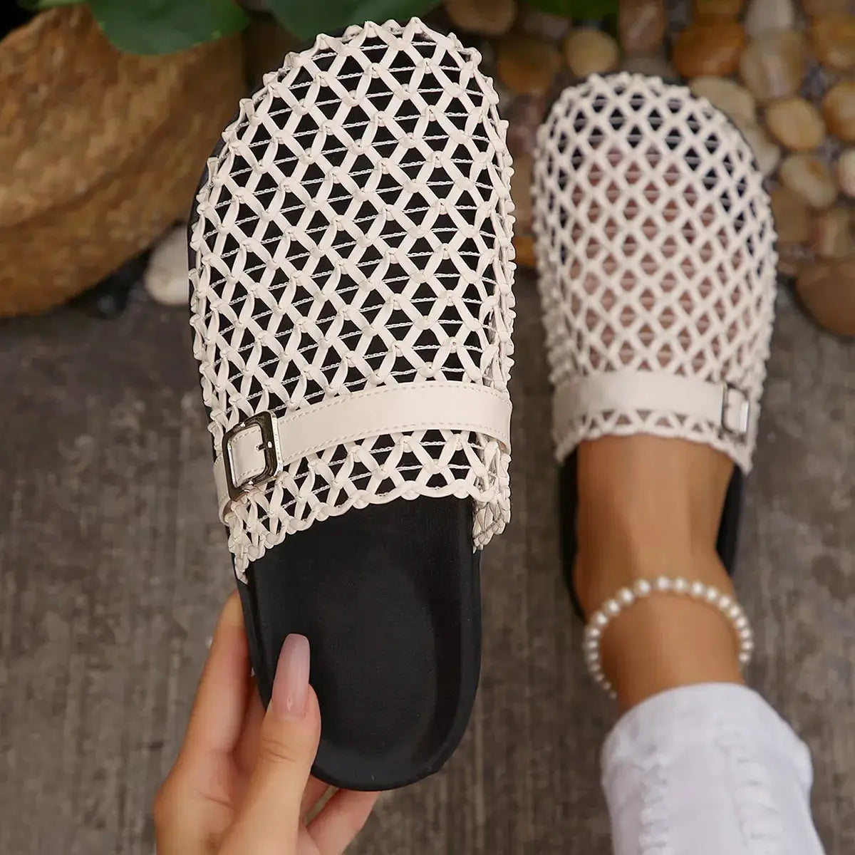 Breathable Mesh Buckle Decor Sandals For Women Stylish Everyday Comfort — Parfymia