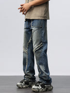 Men's Frayed Hem Wide Leg Jeans