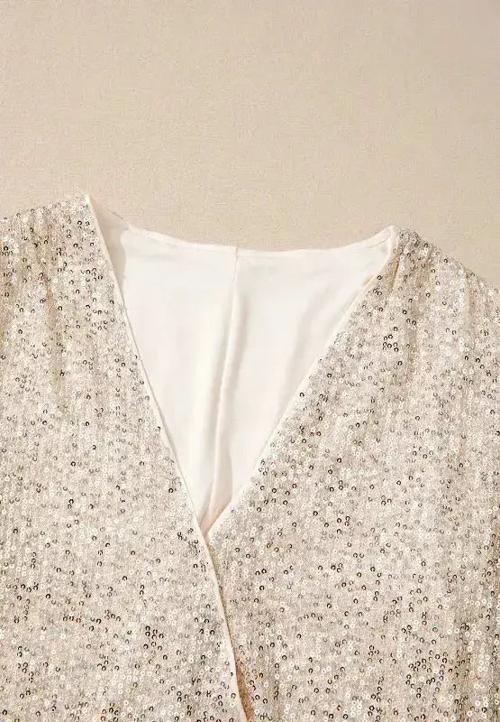 Sequin Surplice Long Sleeve Bodysuit by Parfymia