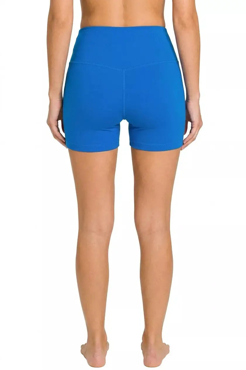 Brushed Microfiber Wide Waistband Biker Shorts for Women Ocean Blue — Parfymia