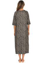Women's Printed Slit Night Dress with Pockets