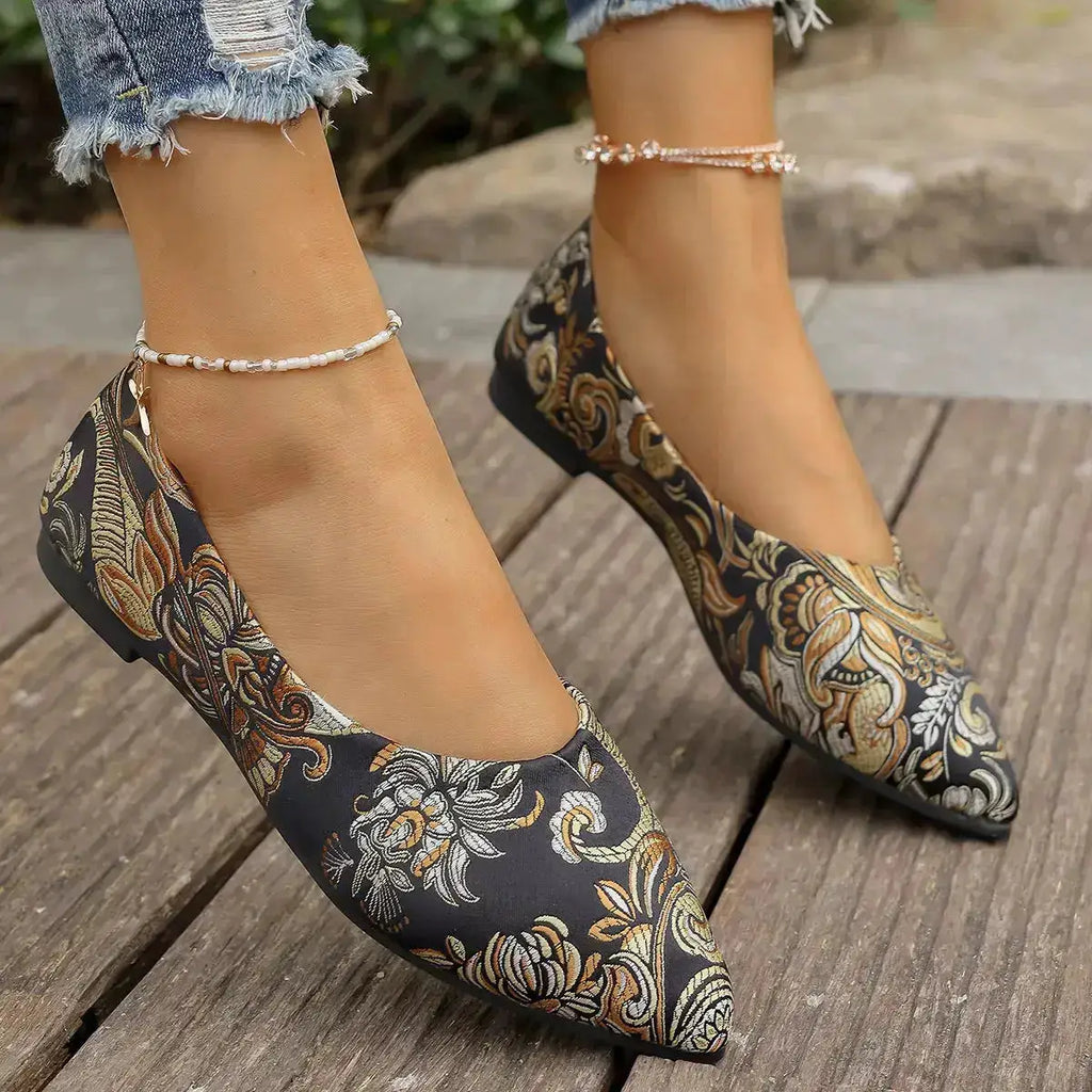 Rhinestone Accented Point Toe Flats for Women by Parfymia