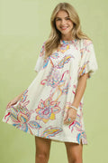 Umgee Boho Floral Print Mini Dress with Pockets Trendsi