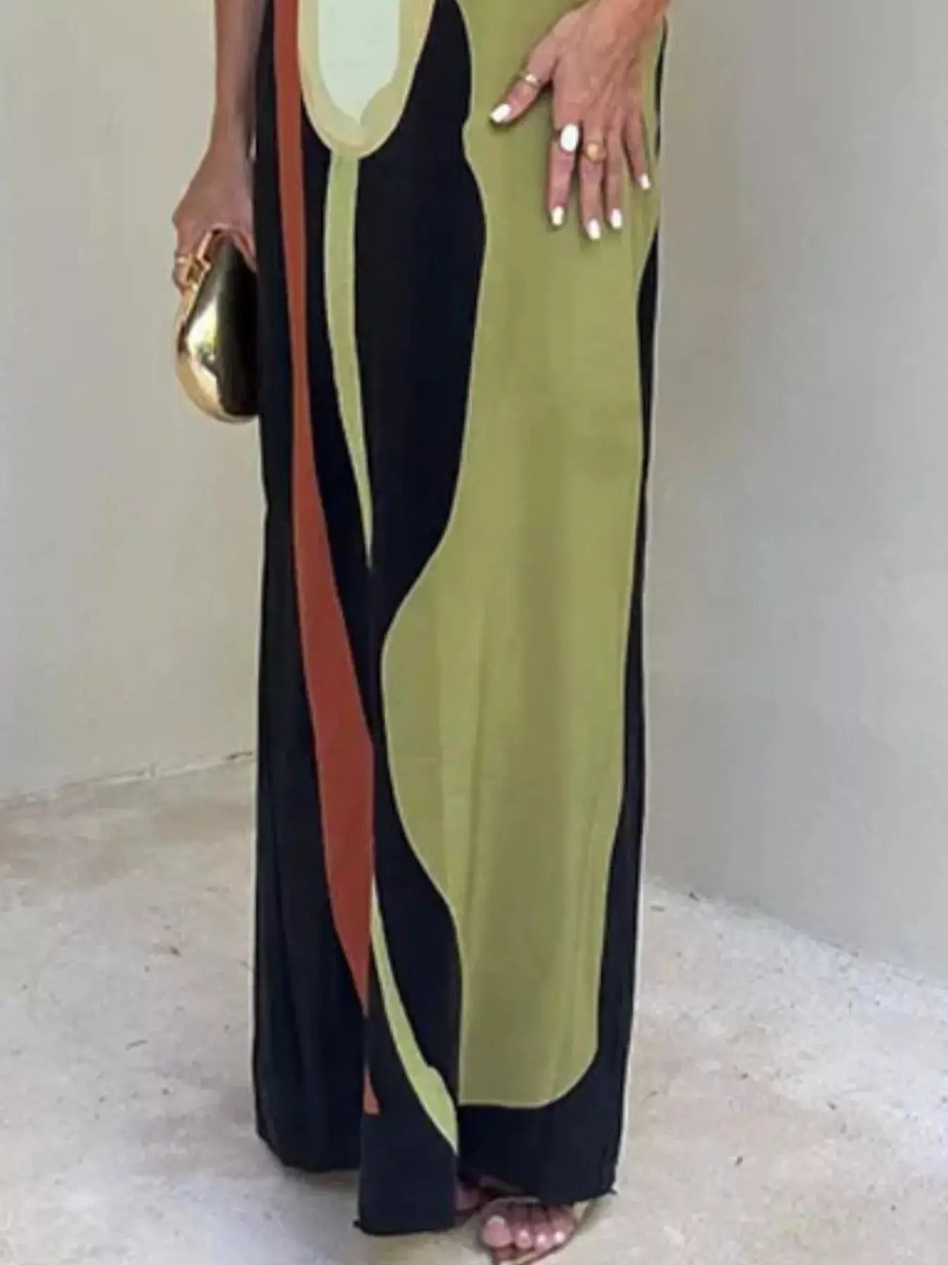 Contrast Strapless Maxi Dress Trendsi