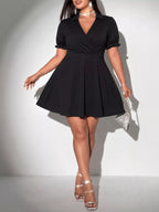 Women's Plus Size Surplice Mini Dress