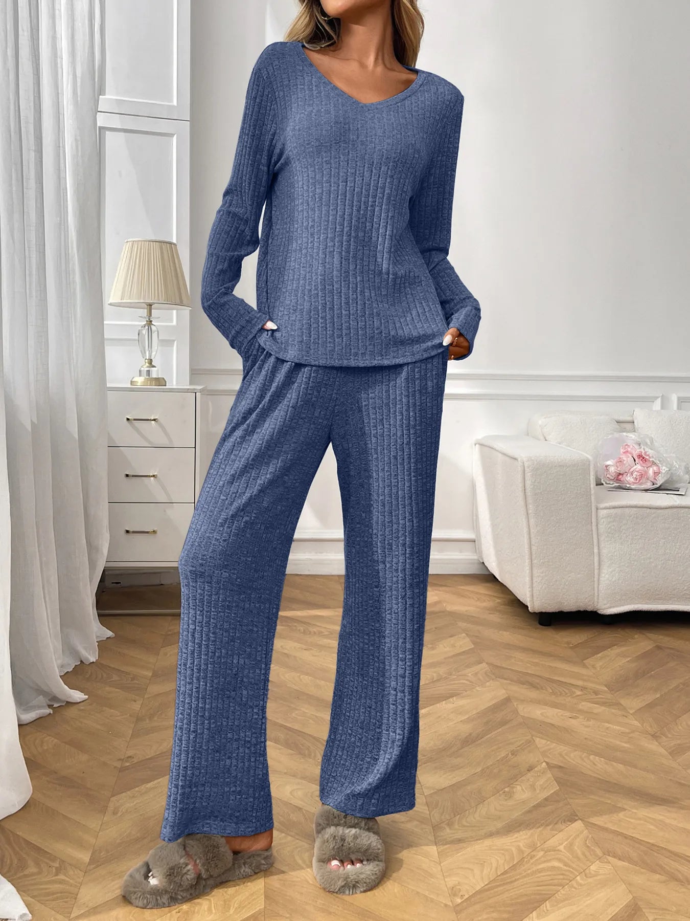 Women's Loungewear Set – Ribbed Long Sleeve