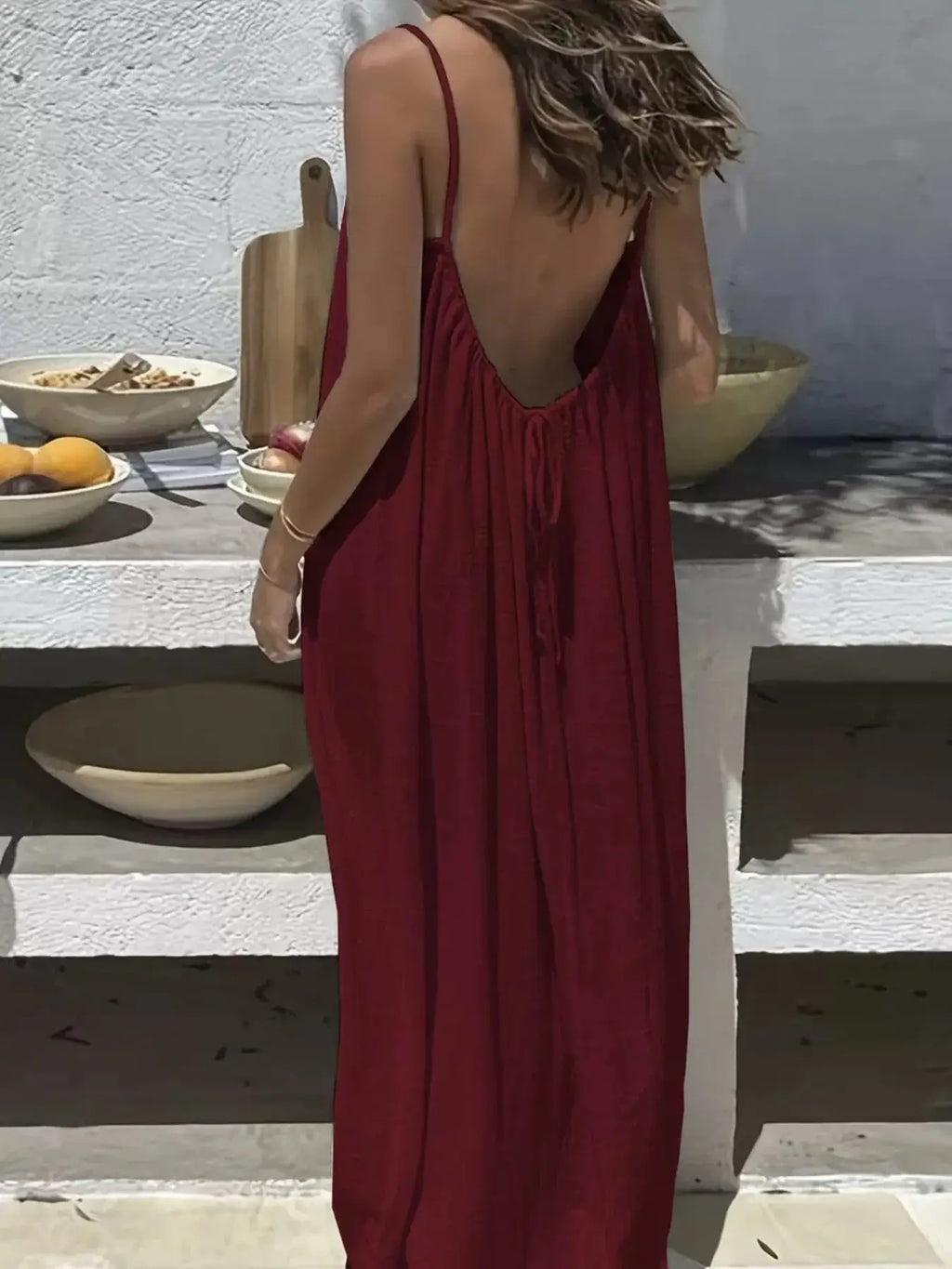 Full Size Backless Scoop Neck Maxi Dress Plus Size Trendsi
