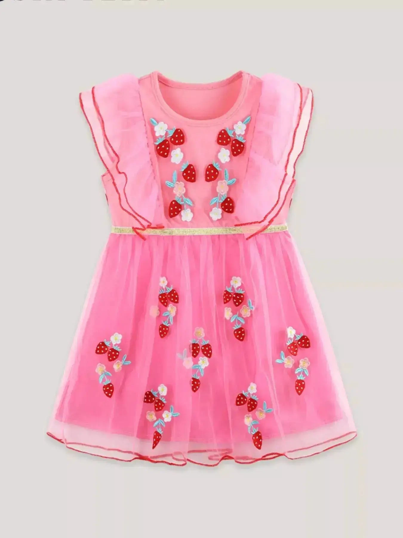 Children's Tulle Dress with Strawberry Embroidery by Parfymia