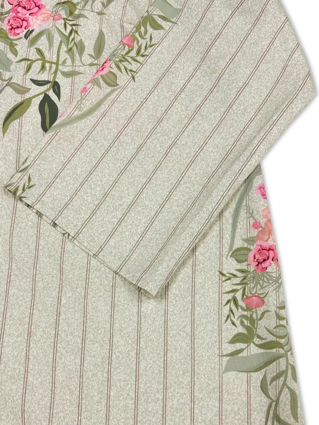 Plus Size Floral Striped Button-Down Midi Shirt Dress Trendsi