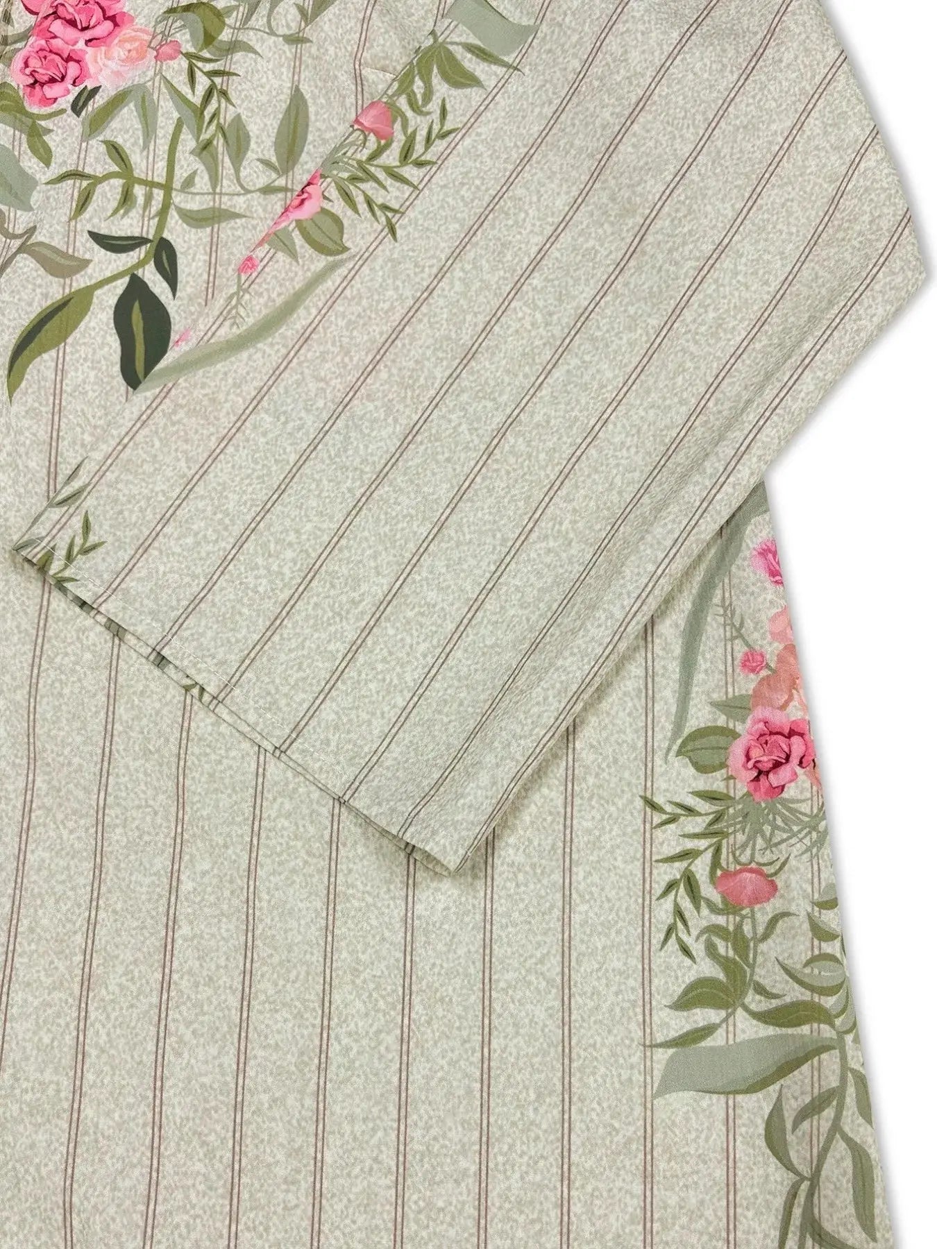 Plus Size Floral Striped Button-Down Midi Shirt Dress Trendsi