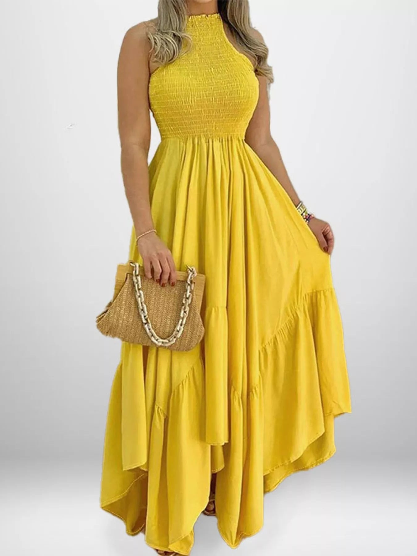 Women's Maxi Dress – Smocked Sleeveless