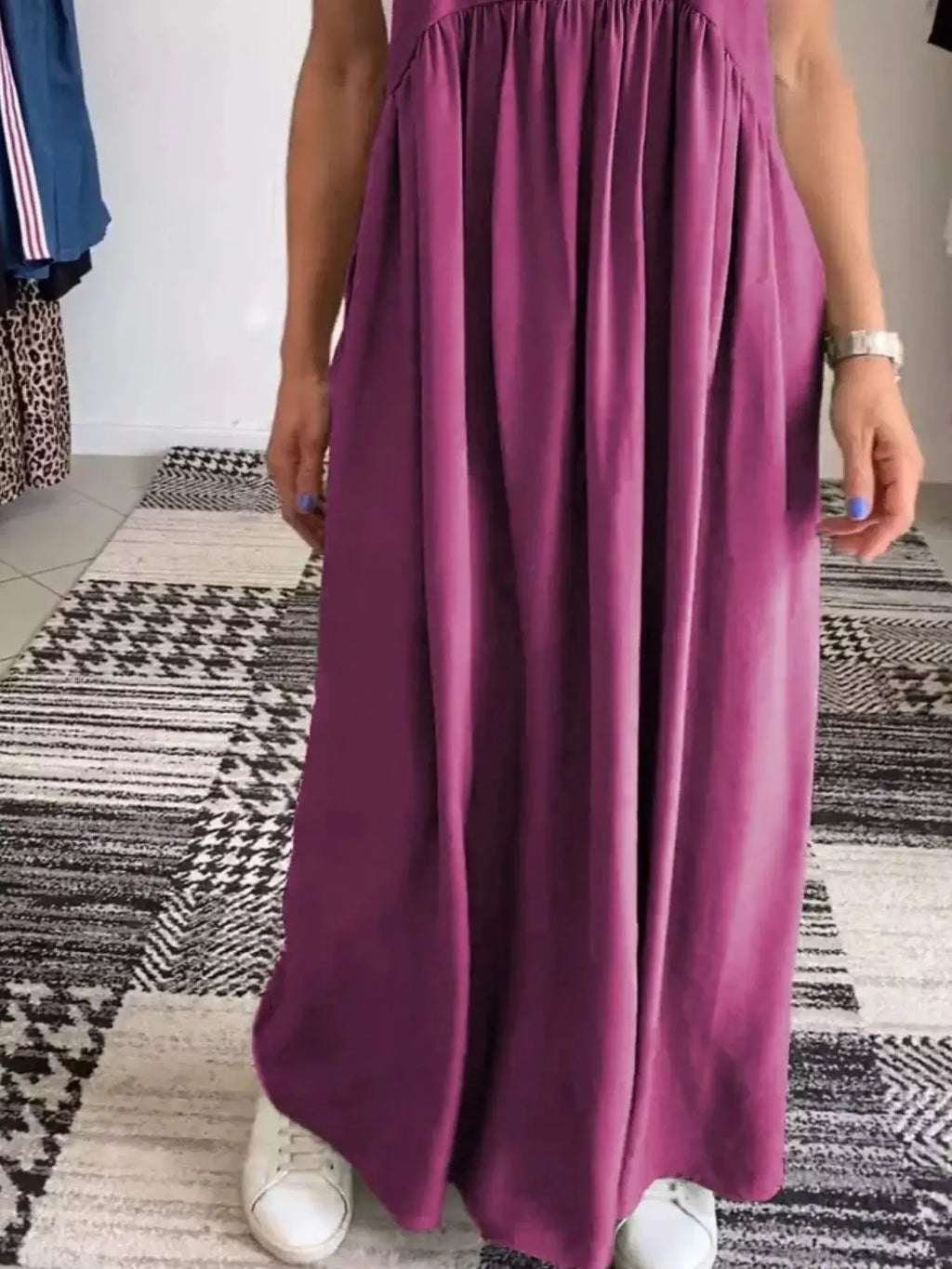 Full Size Ruched Wide Strap Overall Maxi Dress Plus Size Trendsi