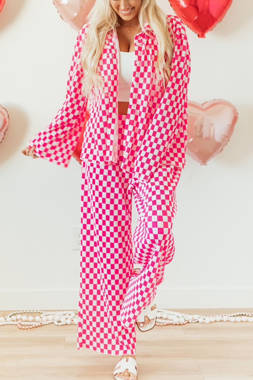 Women's Pants Set – Checkerboard Print