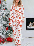 Women's Pajama Set – Christmas Bow Print