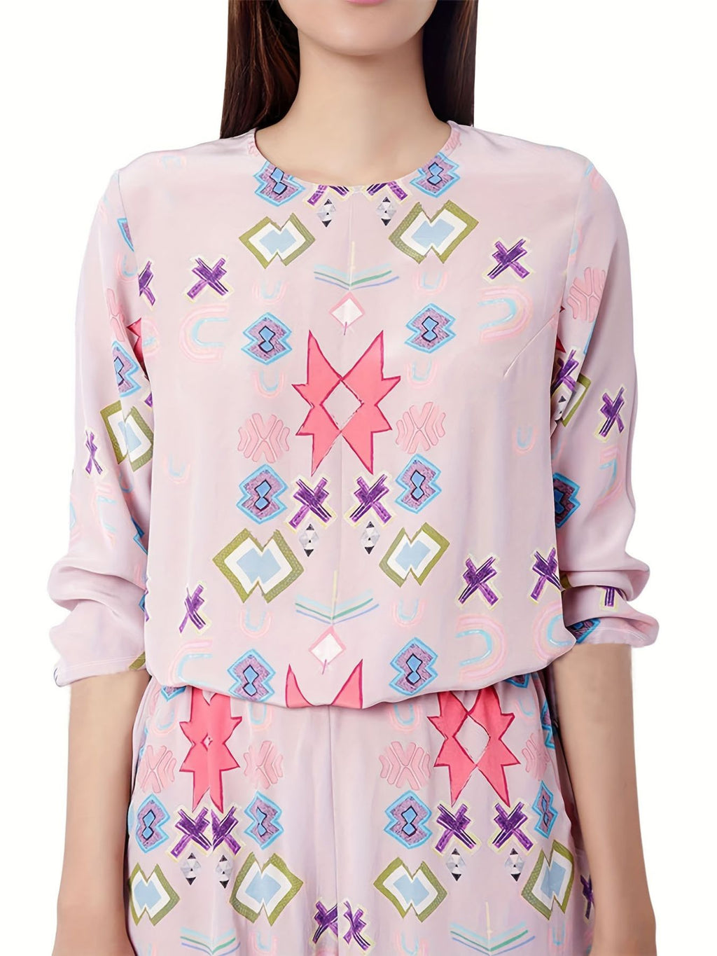 Women's Loungewear Printed Round Neck Set