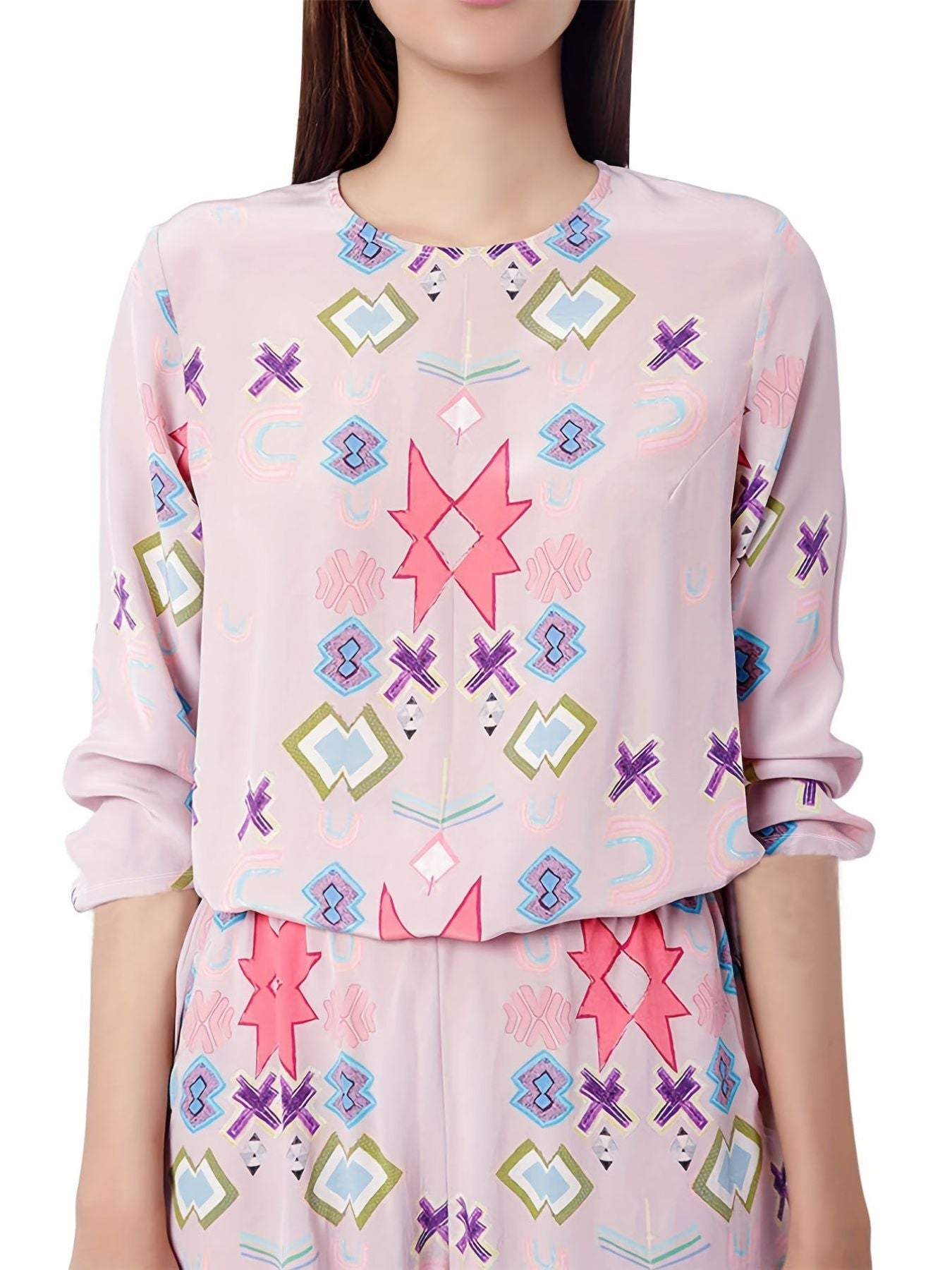 Women's Loungewear Printed Round Neck Set