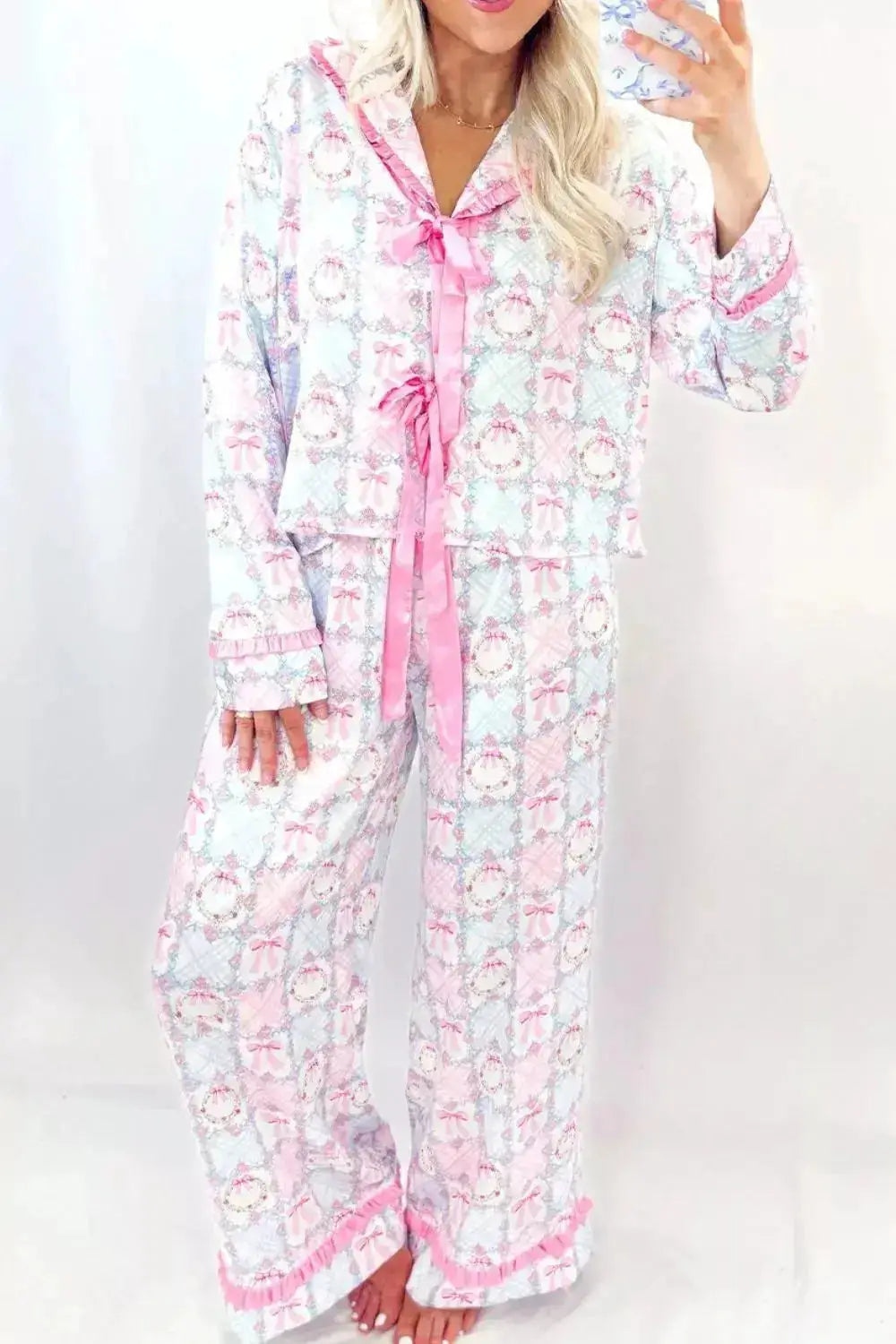 Women's Loungewear Set – Christmas Wreath Pattern