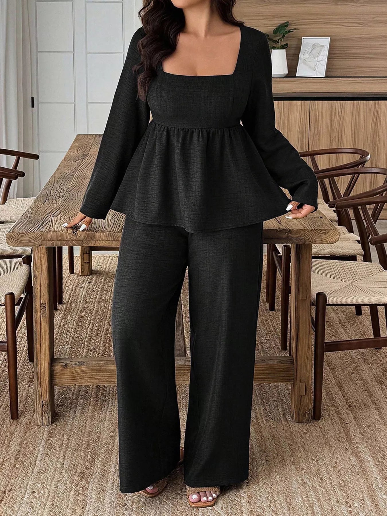 Women's Plus Size Pants Two-Piece Set