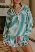 Women's Loungewear Set – Striped Ricrac Trim