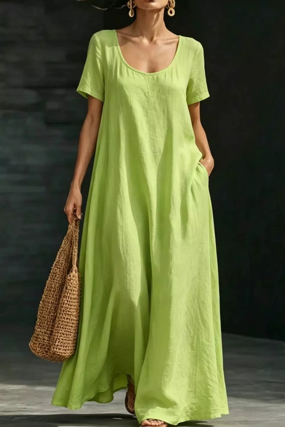 Women's Maxi Dress – Loose Casual Short Sleeve