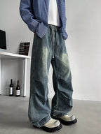 Men's Plus Size Loose Fit Cargo Jeans with Drawstring