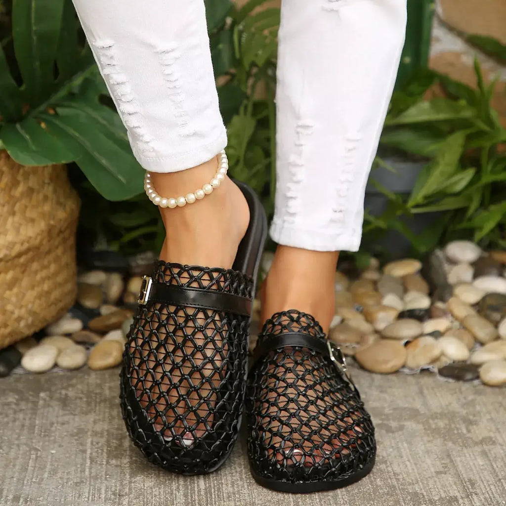 Breathable Mesh Buckle Decor Sandals For Women Stylish Everyday Comfort — Parfymia