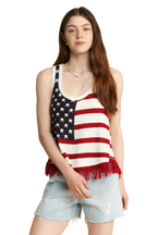 Women's Tank Top – American Flag Fringe