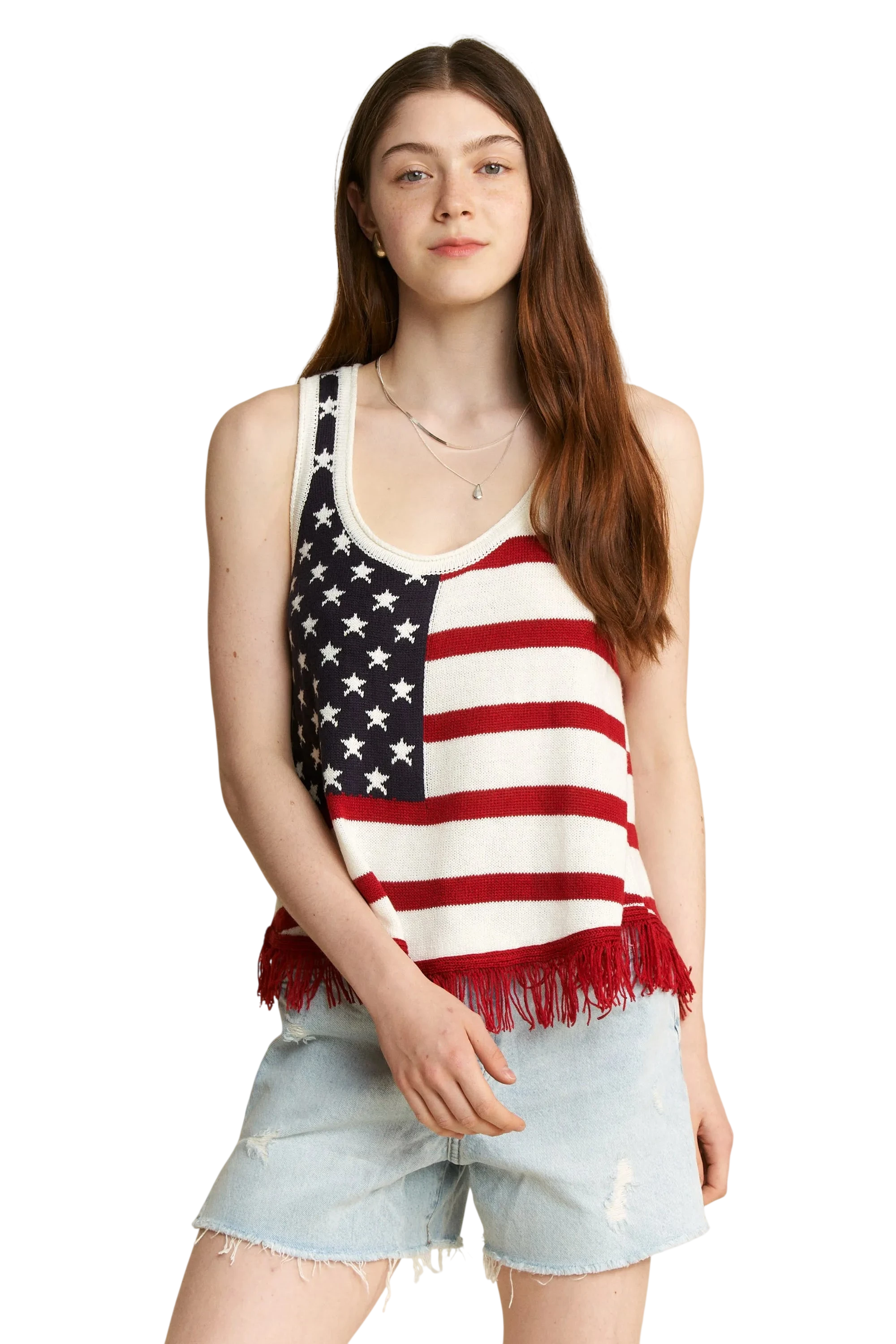 Women's Tank Top – American Flag Fringe