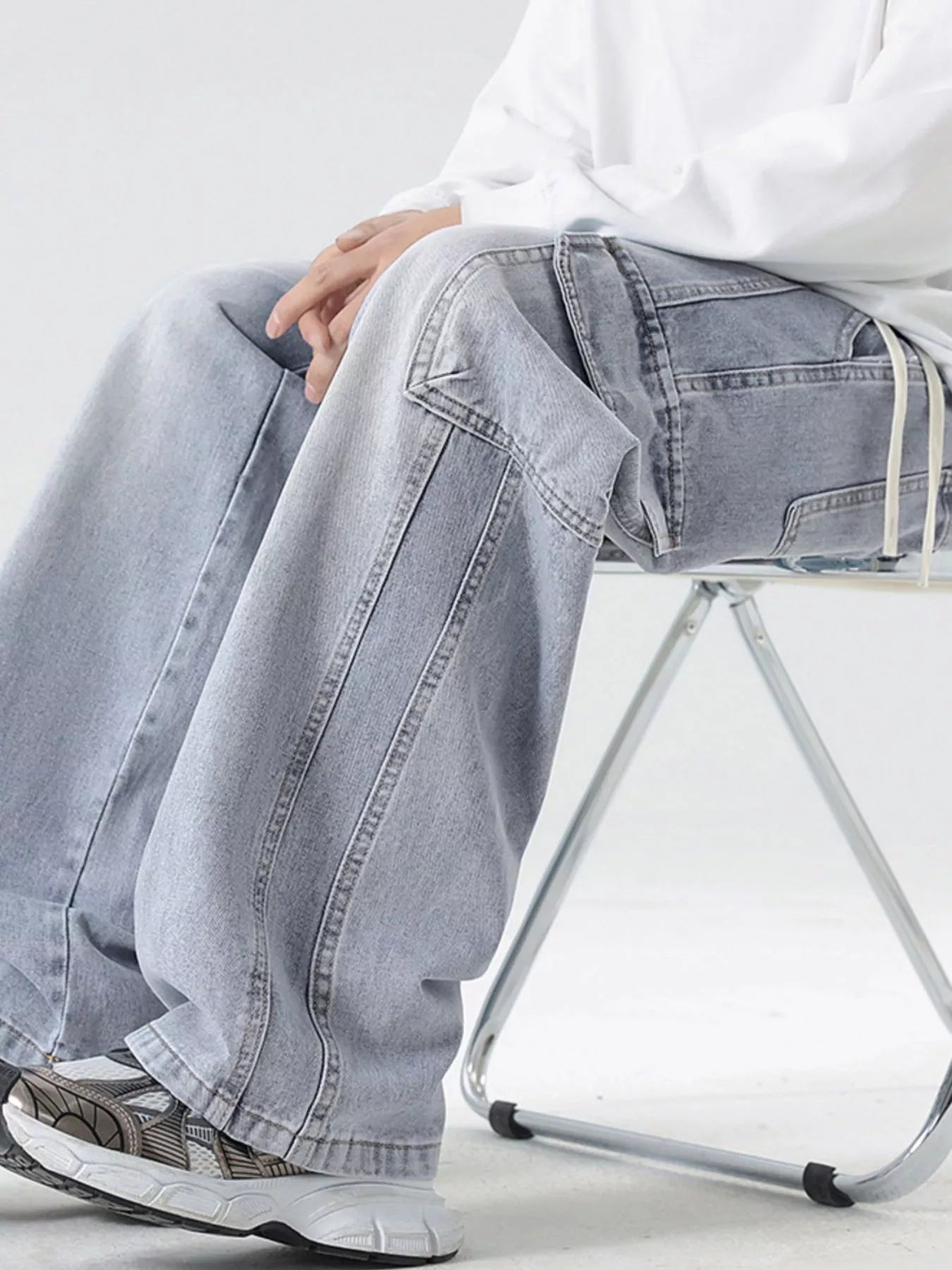 Men's Full Size Wash Wide Leg Cargo Jeans Plus Size