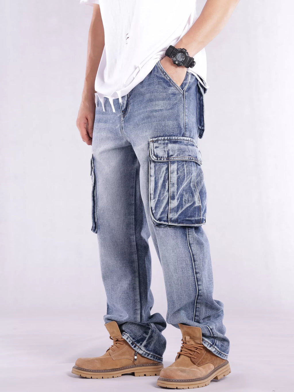 Men's Cargo Jeans Loose Fit