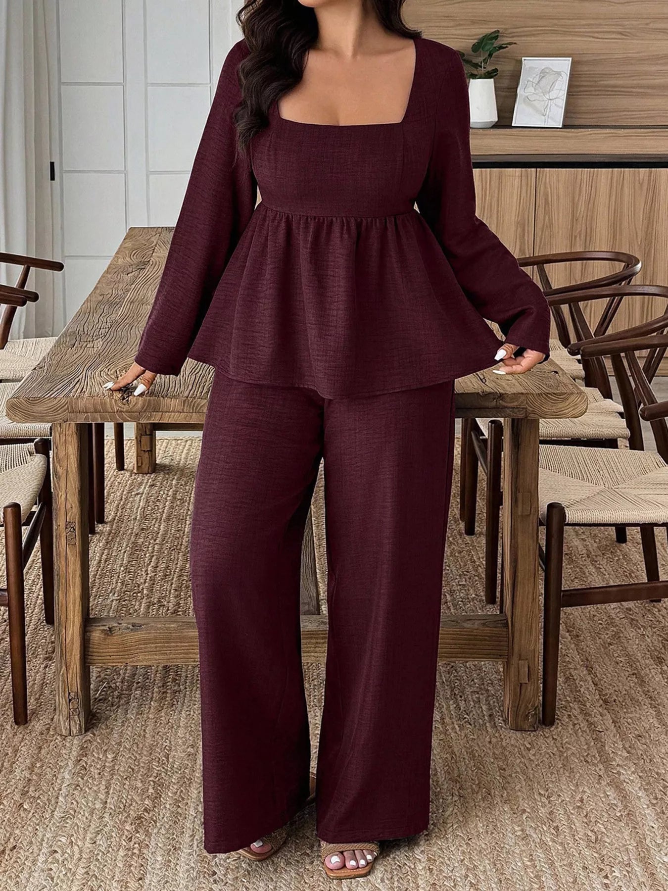 Women's Plus Size Pants Two-Piece Set