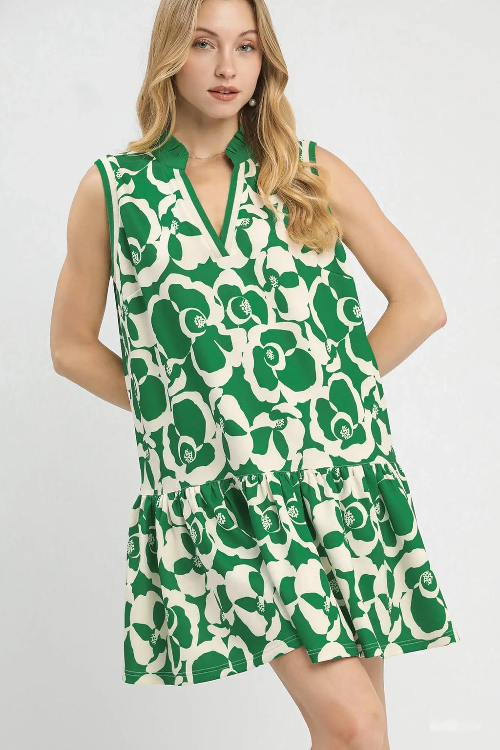 Umgee Floral Sleeveless Tiered Dress Trendsi