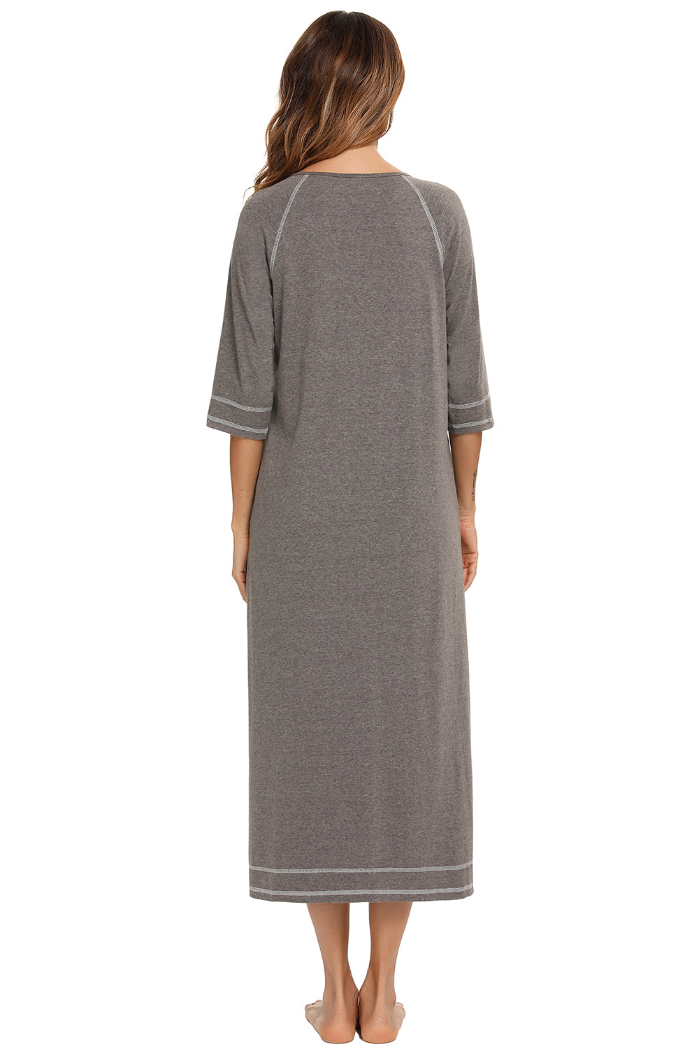Women's Night Dress with Zip Front & Pockets