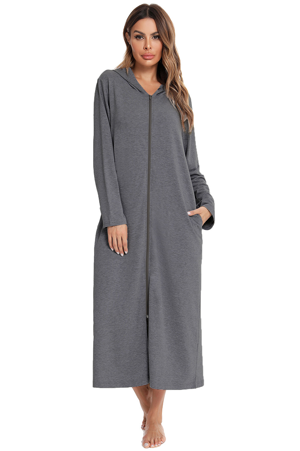 Women's Hooded Night Dress with Pockets