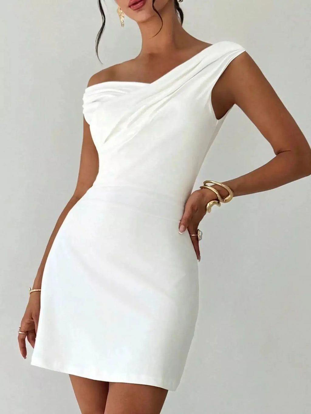 Elegant Off-Shoulder Draped Mini Dress Trendsi