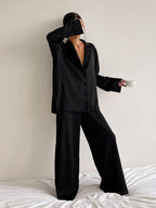 Women's Lounge Set Black Long Sleeve