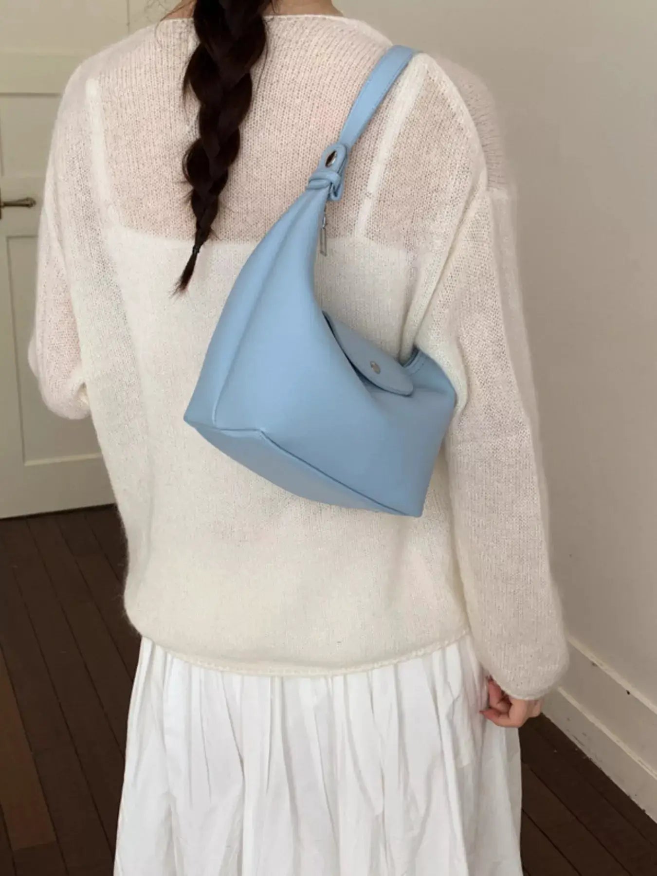 Mini PU Leather Crescent Shoulder Bag with Adjustable Strap — Parfymia