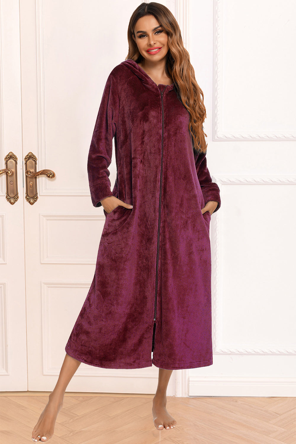 Women's Hooded Night Dress with Pockets