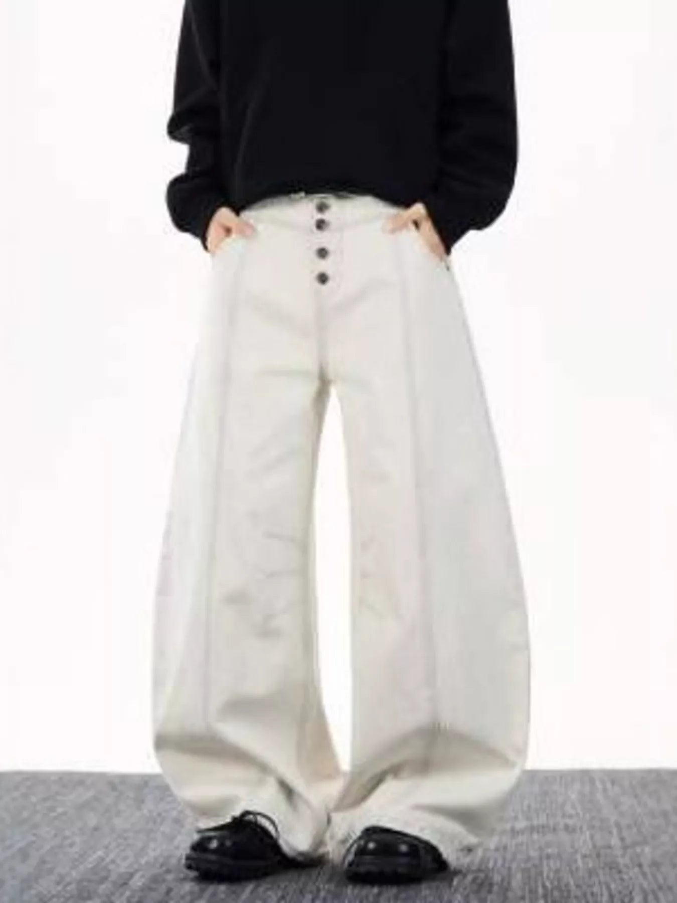 Men's Pants Wide Leg Button-Fly Plus Size