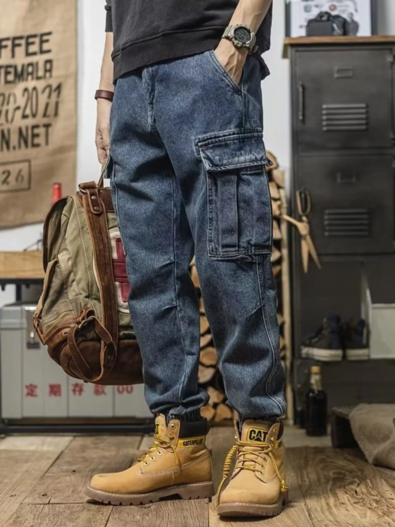 Men's Plus Size Cargo Jeans – Vintage Wash