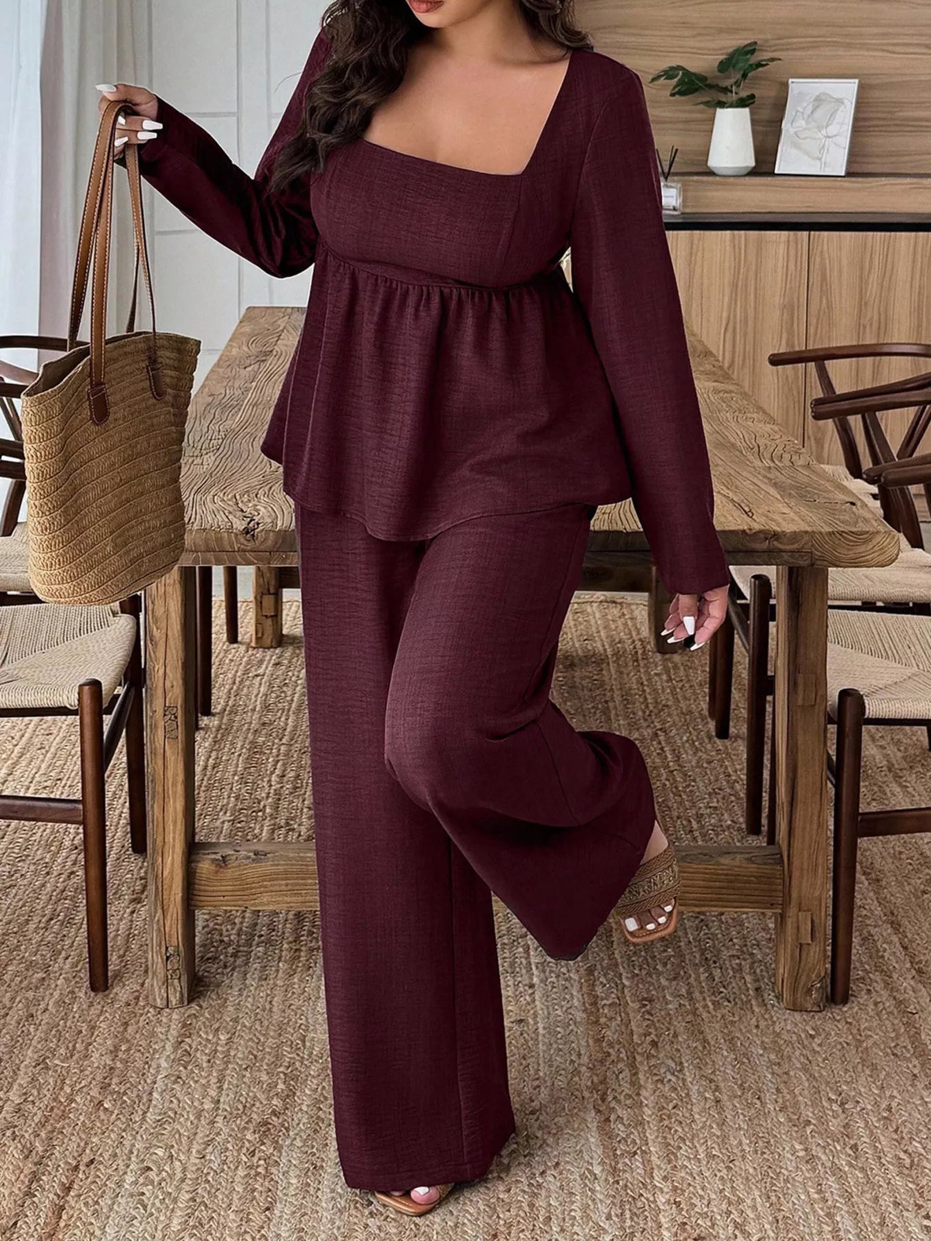 Women's Plus Size Pants Two-Piece Set