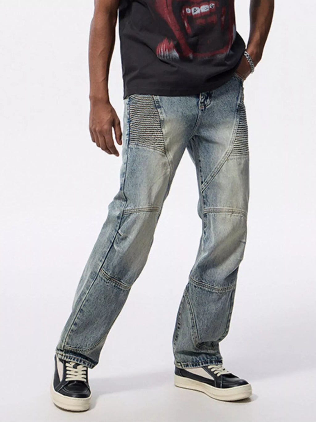 Men's Wide Leg Jeans – Washed Light Blue