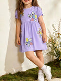 Lavender Floral Patchwork Puff Sleeve Casual Dress For Girls — Parfymia