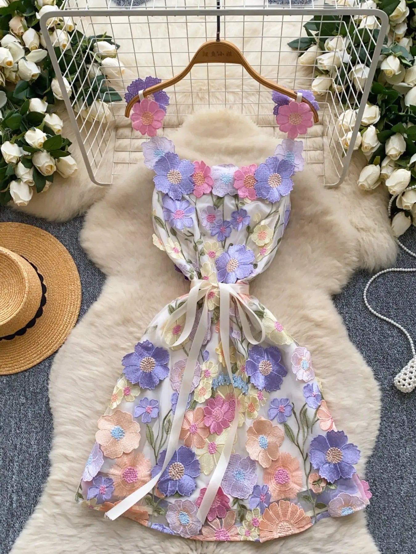 Floral Tie Waist Mini Dress Trendsi